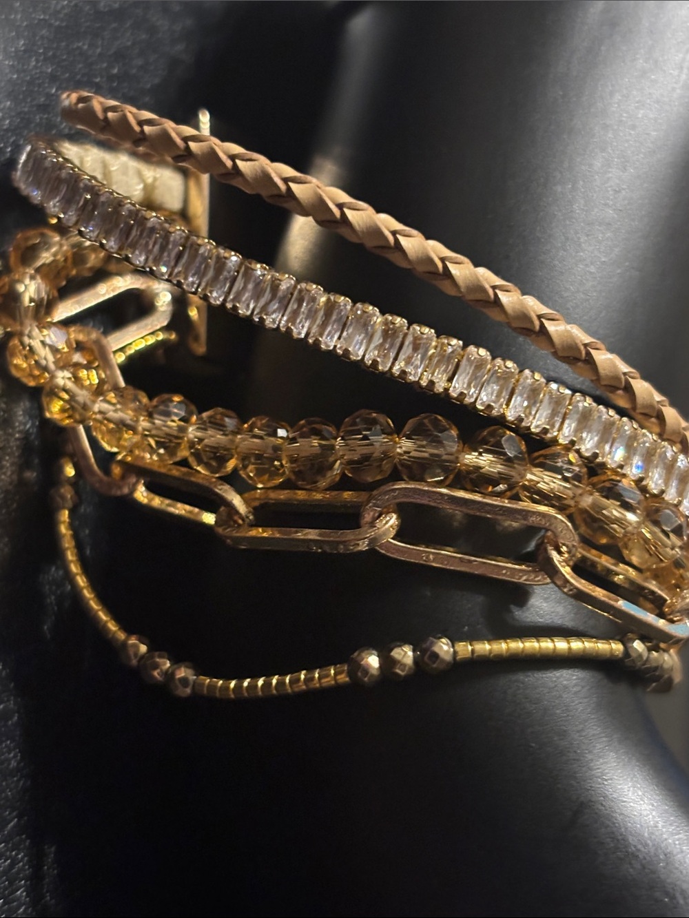Gold-Tone Multi-Strand Bracelet Stack - Gold Victoria Emerson 5 Strand‎ Bracelet